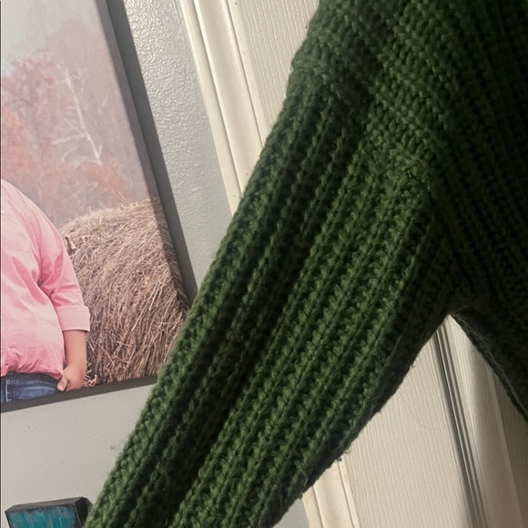 aerie Olive Green Cable Knit Turtleneck Sweater - Picture 5 of 5